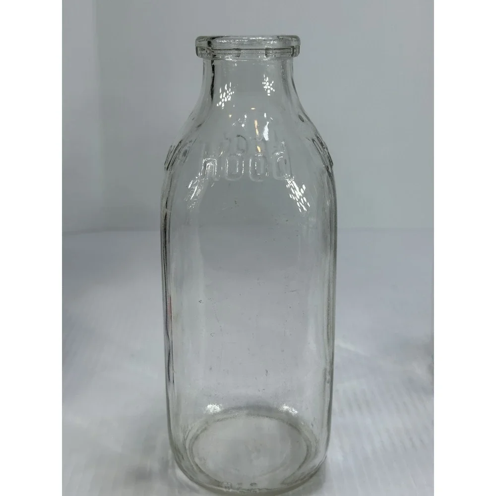 Vintage 4 Glass Milk Bottles 6 Slot Metal Carrier Crate Wire Basket Bottle 1 Lid